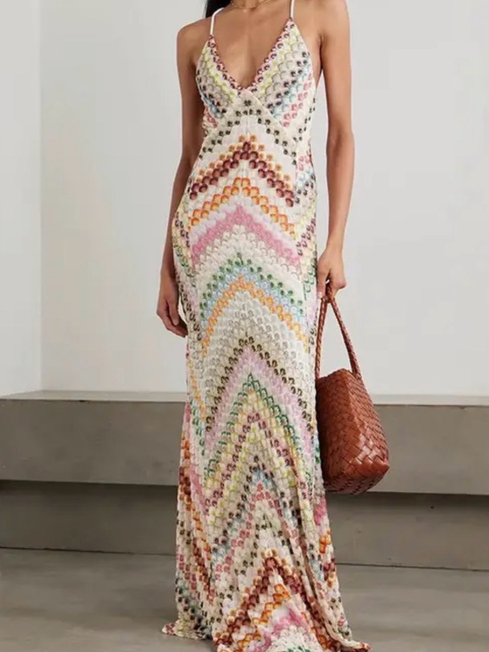 Rosa Clothing Dresses & Skirts - Rosa Clothing Bohemian Herringbone Spaghetti Strap Maxi Dress Large New